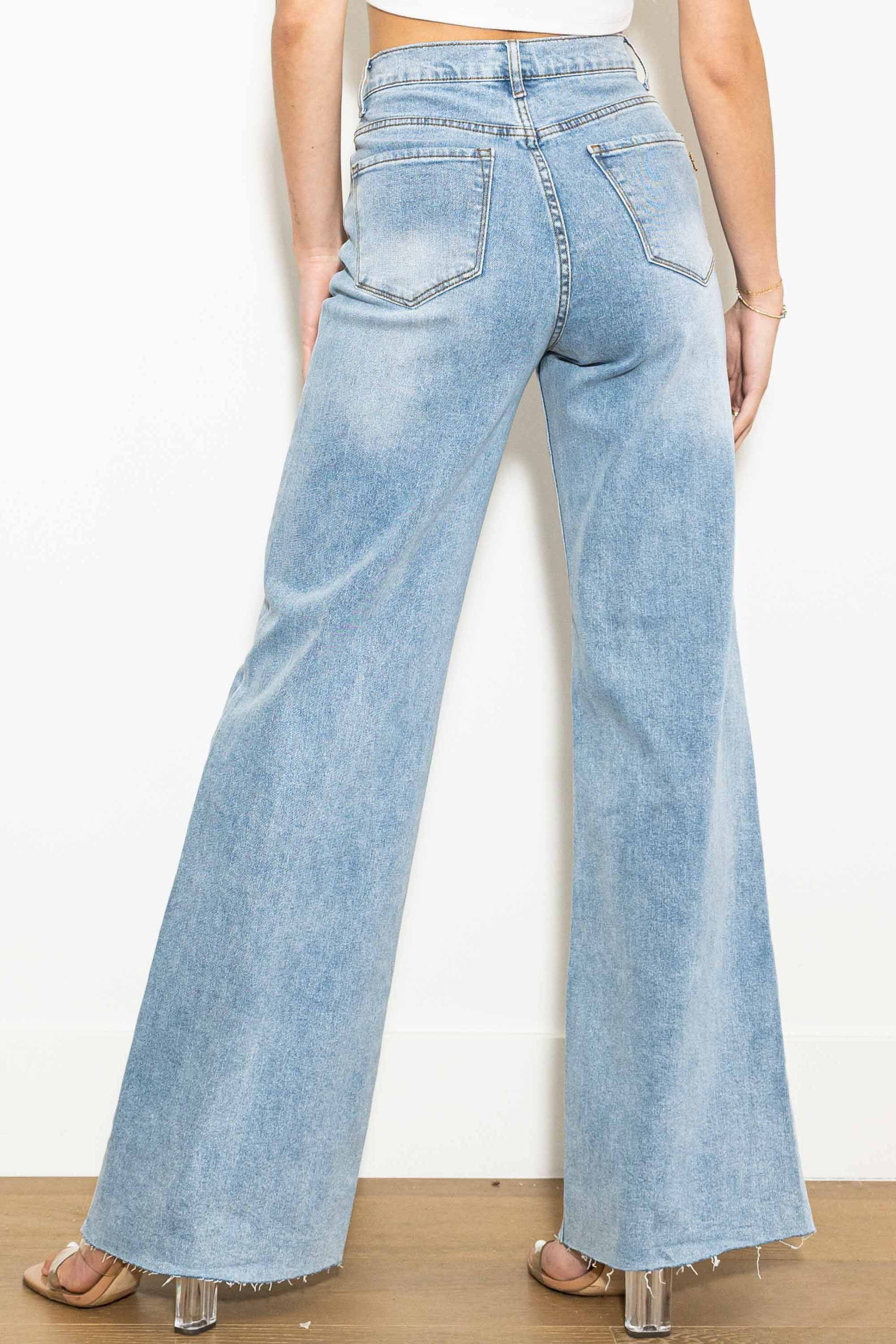 Criss Cross High Rise Wide Leg Denim