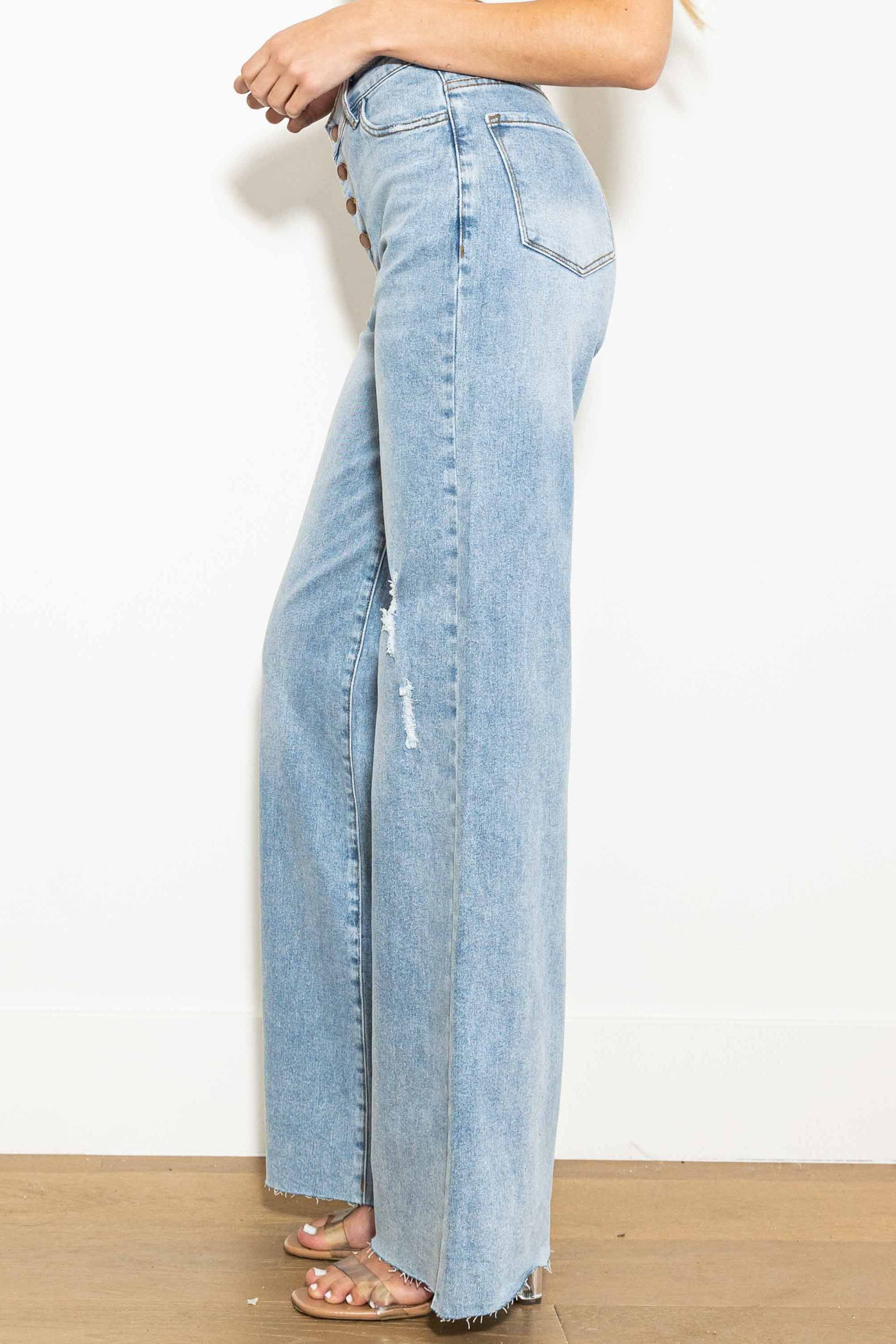 Criss Cross High Rise Wide Leg Denim