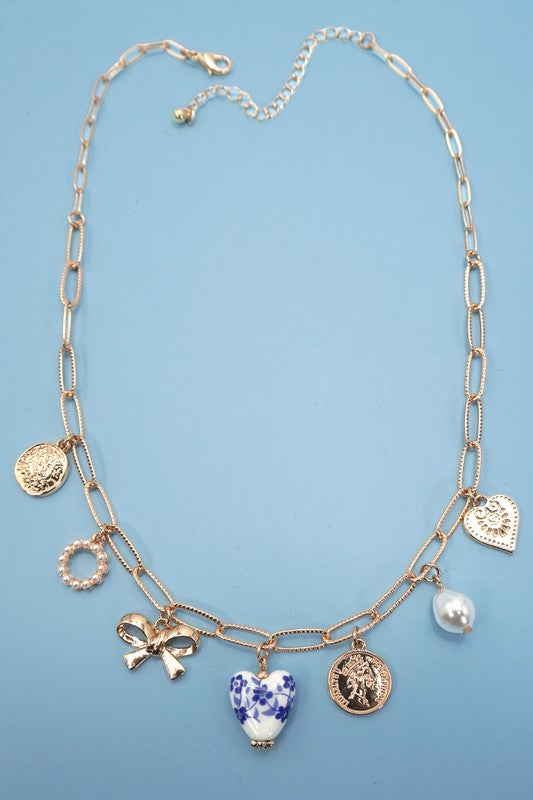Porcelain Heart Charm Necklace