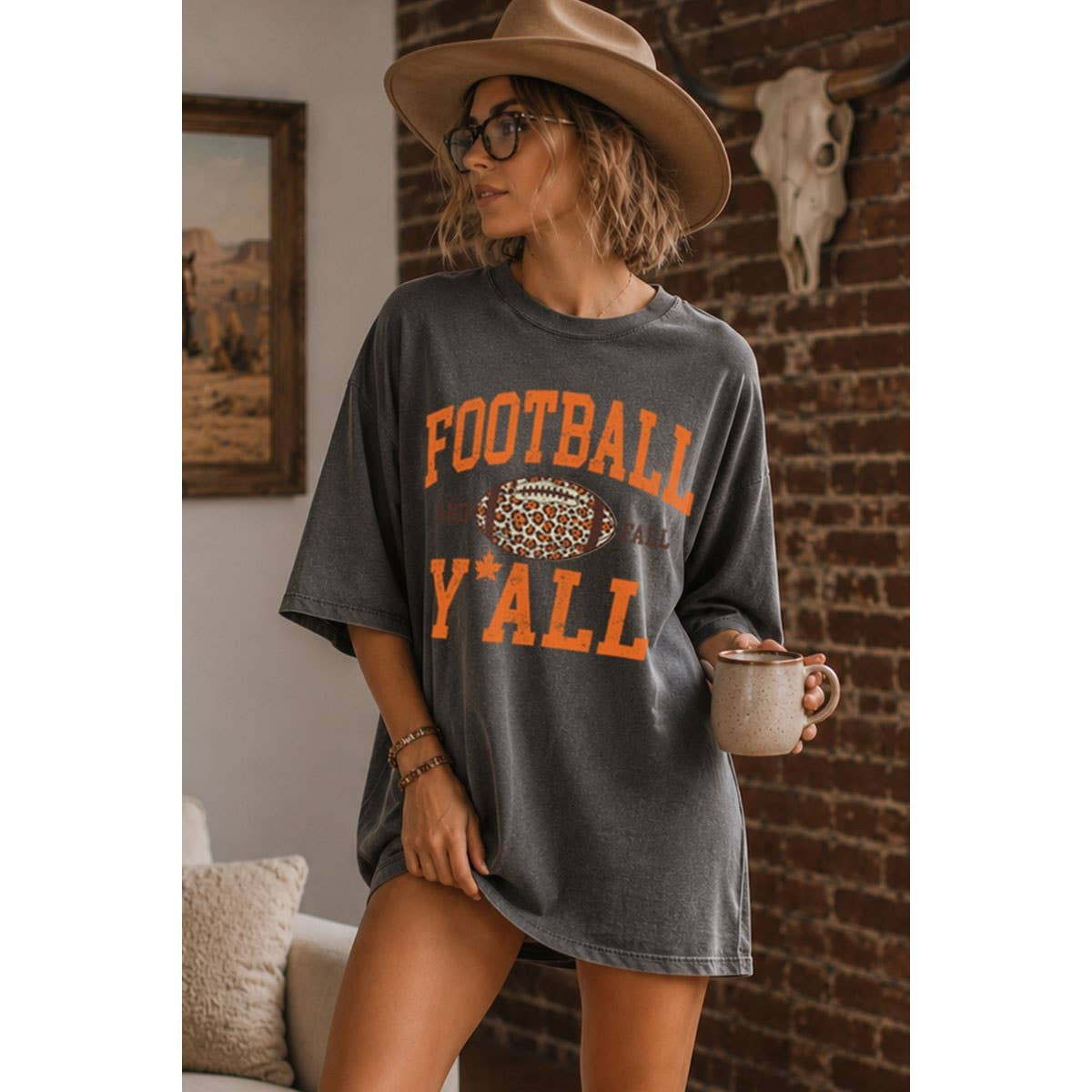 Oversized Mineral Washed Football Tee - Pre - Order
