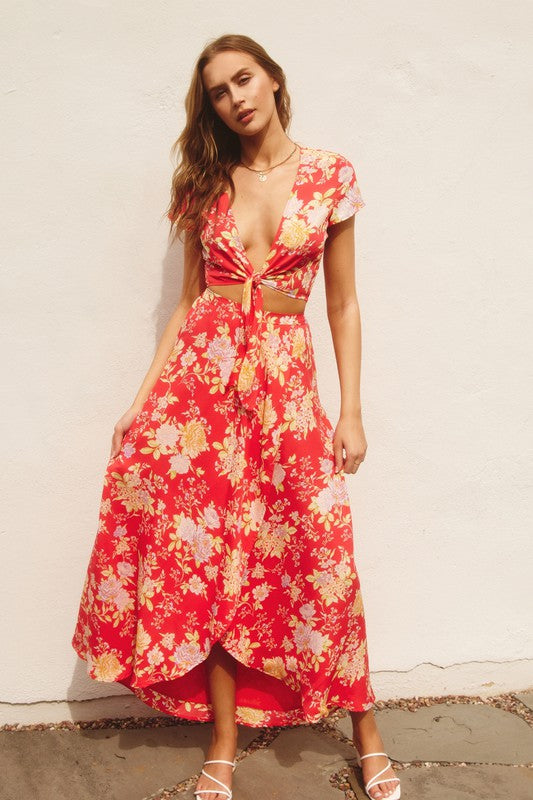 Gemstone Wrap Top And Tulip Skirt Set