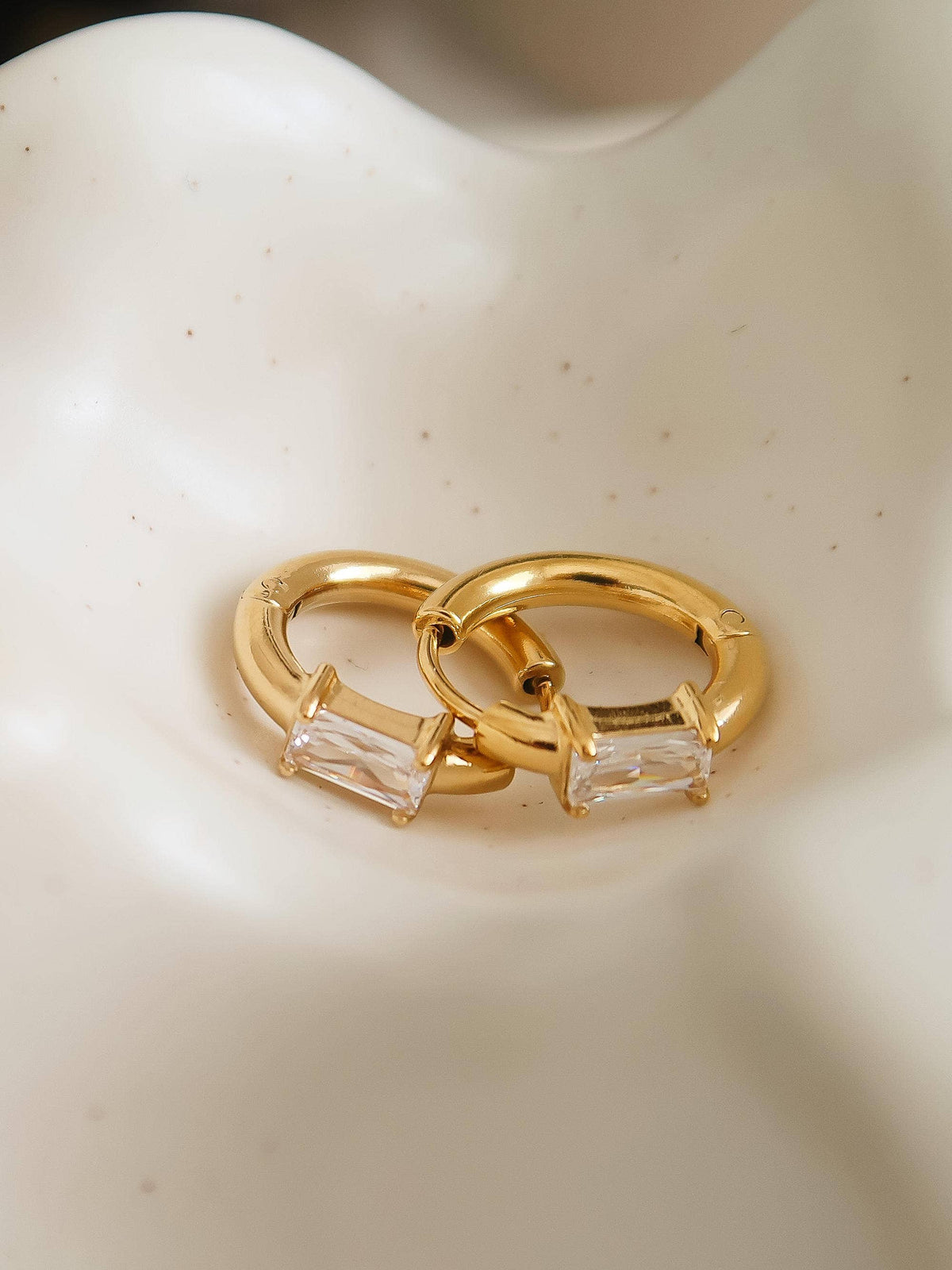 Adhara 18K Gold Non-Tarnish CZ Huggie Earrings- Restock