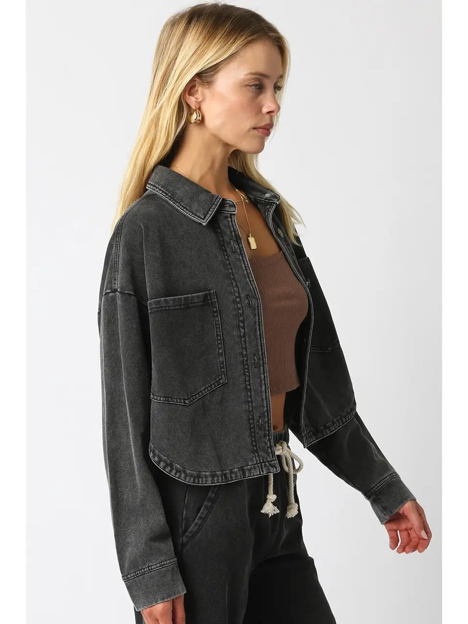 Khissy Cropped Utility Shirt Jacket