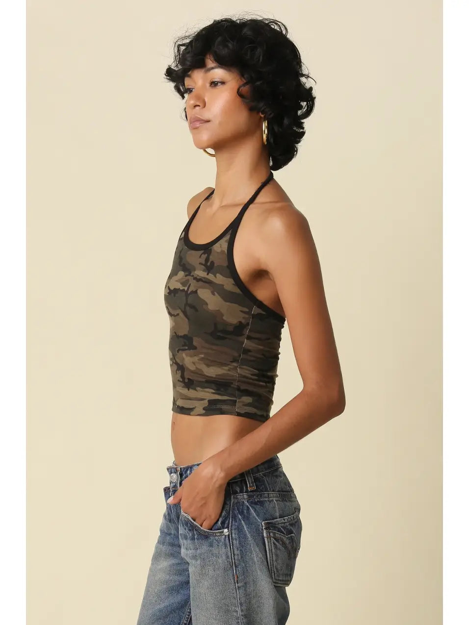Andi Camo Print Halter Top