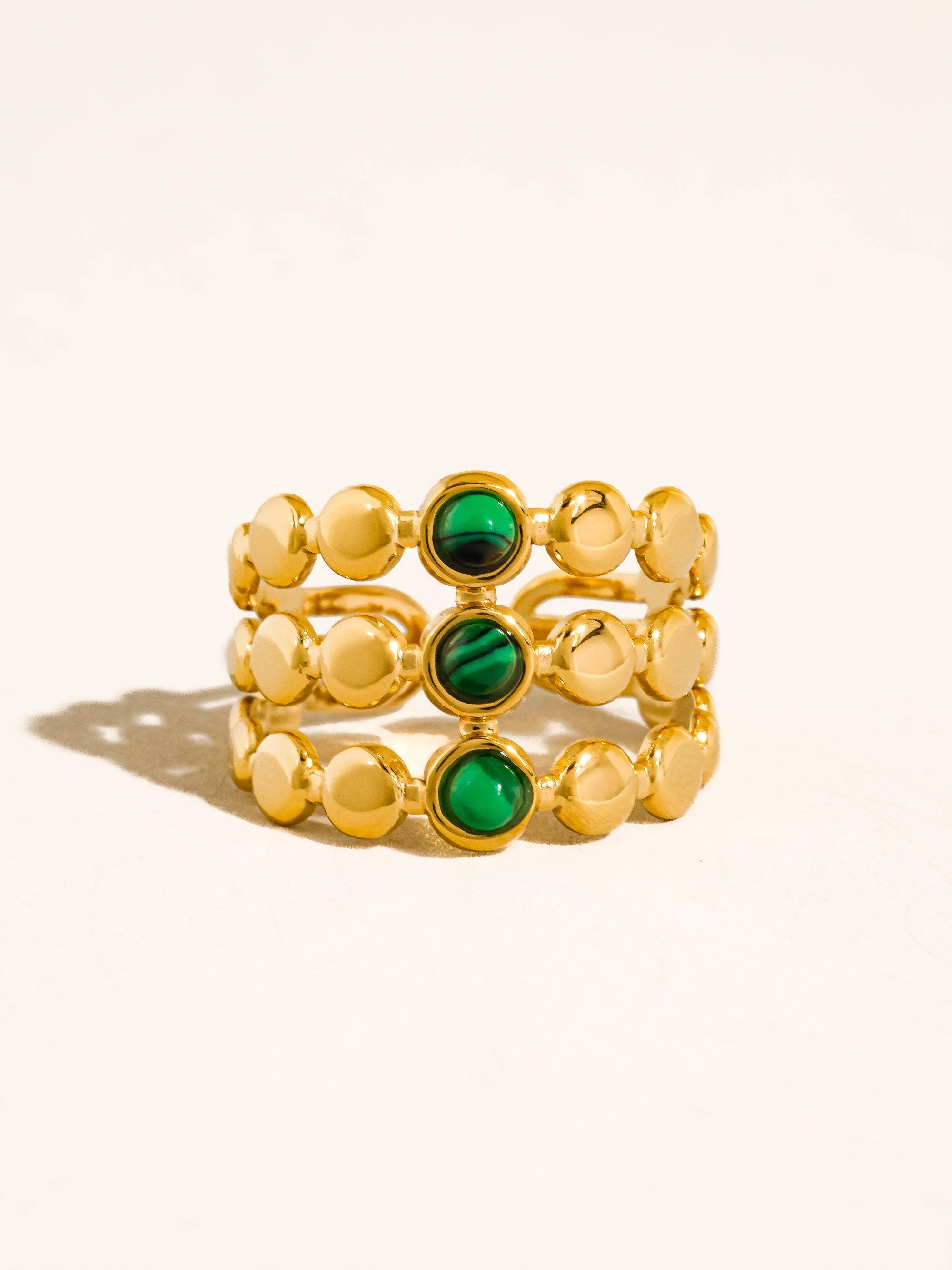 Quest 18K Gold Non-Tarnish Stone Beaded Ring