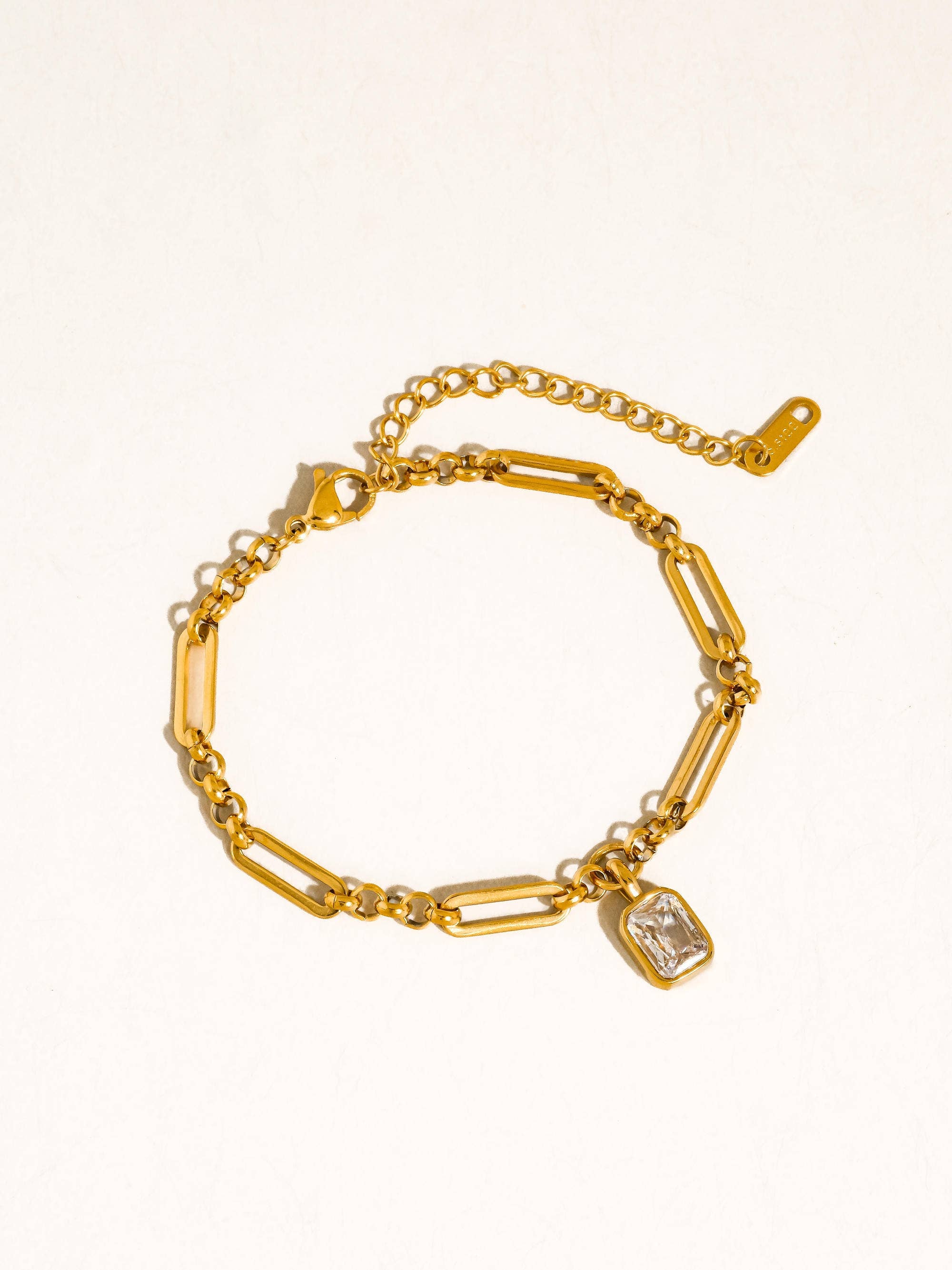 Leland 18K Gold Non-Tarnish CZ Link Bracelet