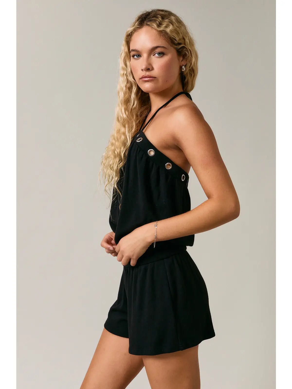 Eyelet Halter Neck Playsuit