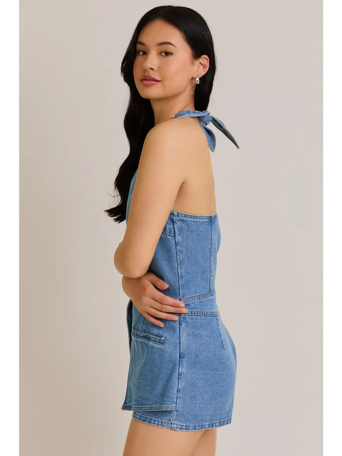 Vest Romper With Micro Shorts