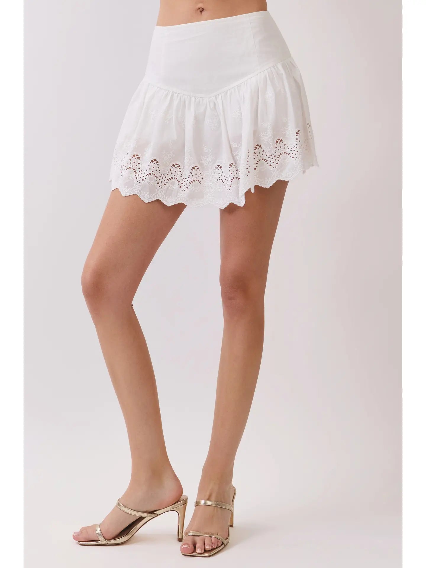 Floral Eyelet Embroidery Detail Mini Skirt