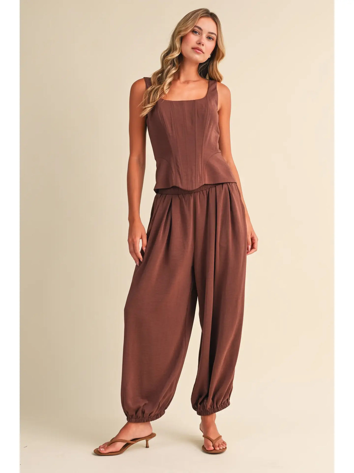 Pumpkin Spice Satin Corset And Balloon Pants