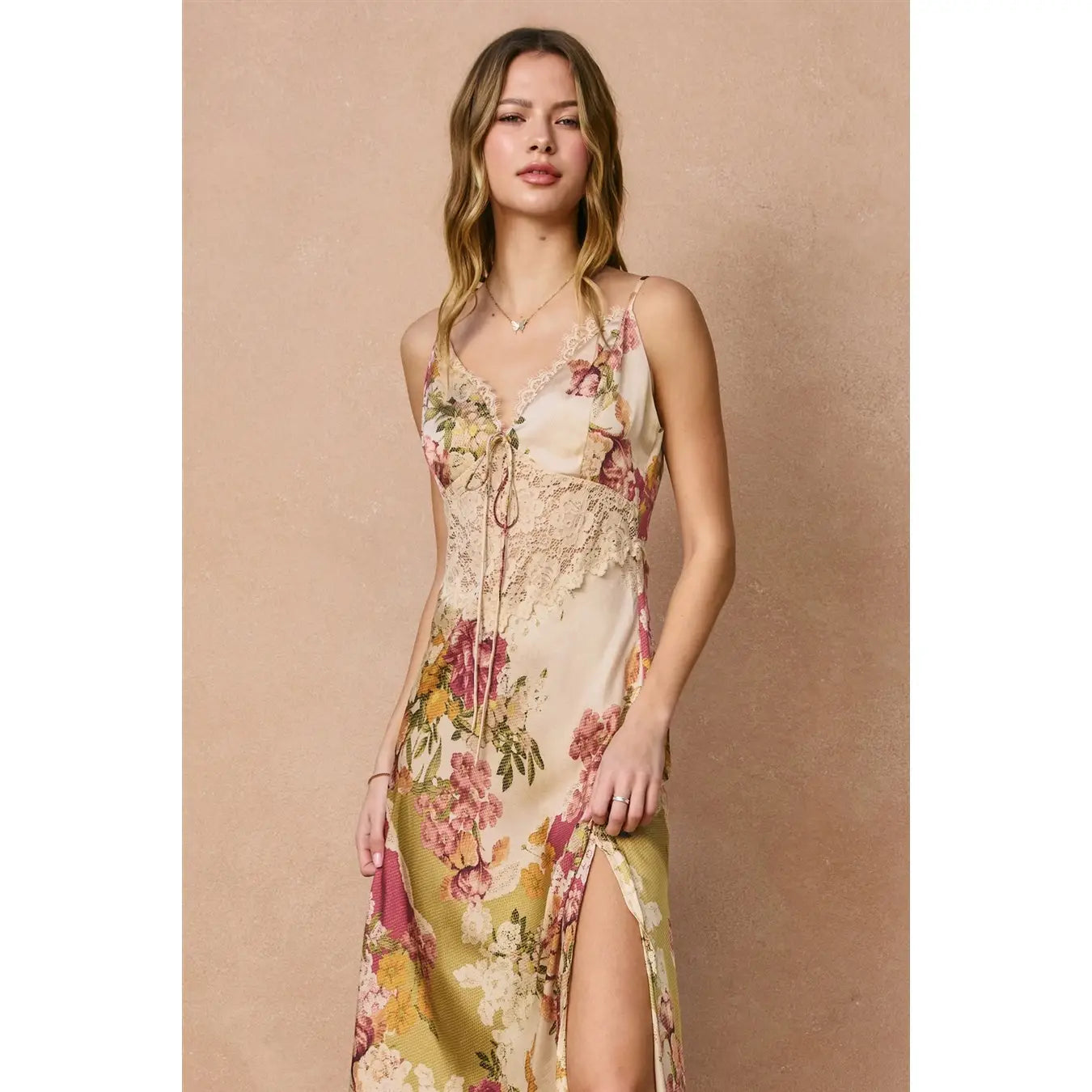 Meadow Romance Lace Detail Maxi Dress