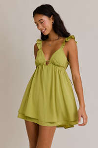 Ruffle Sleeve Baby Doll Mini Dress