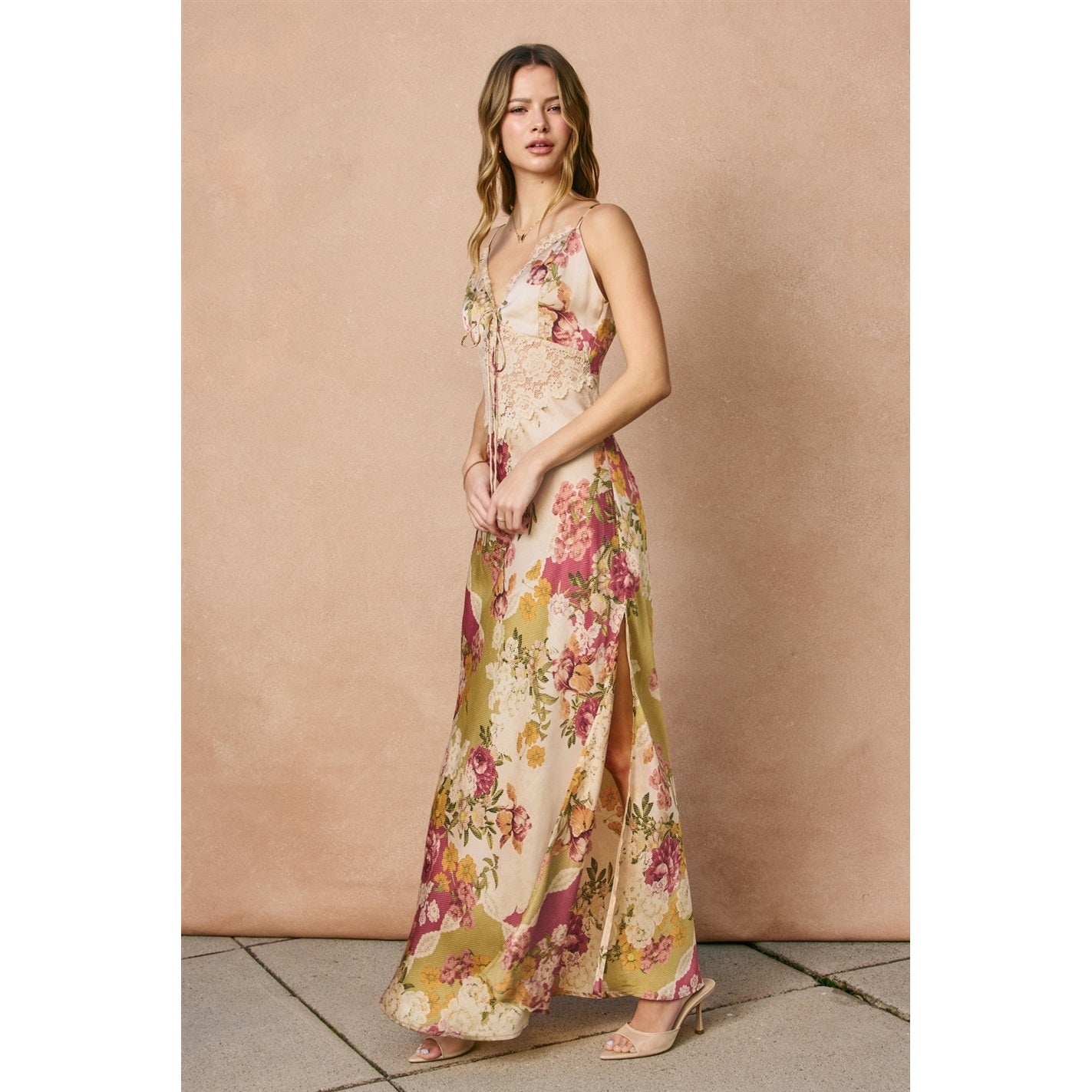 Meadow Romance Lace Detail Maxi Dress