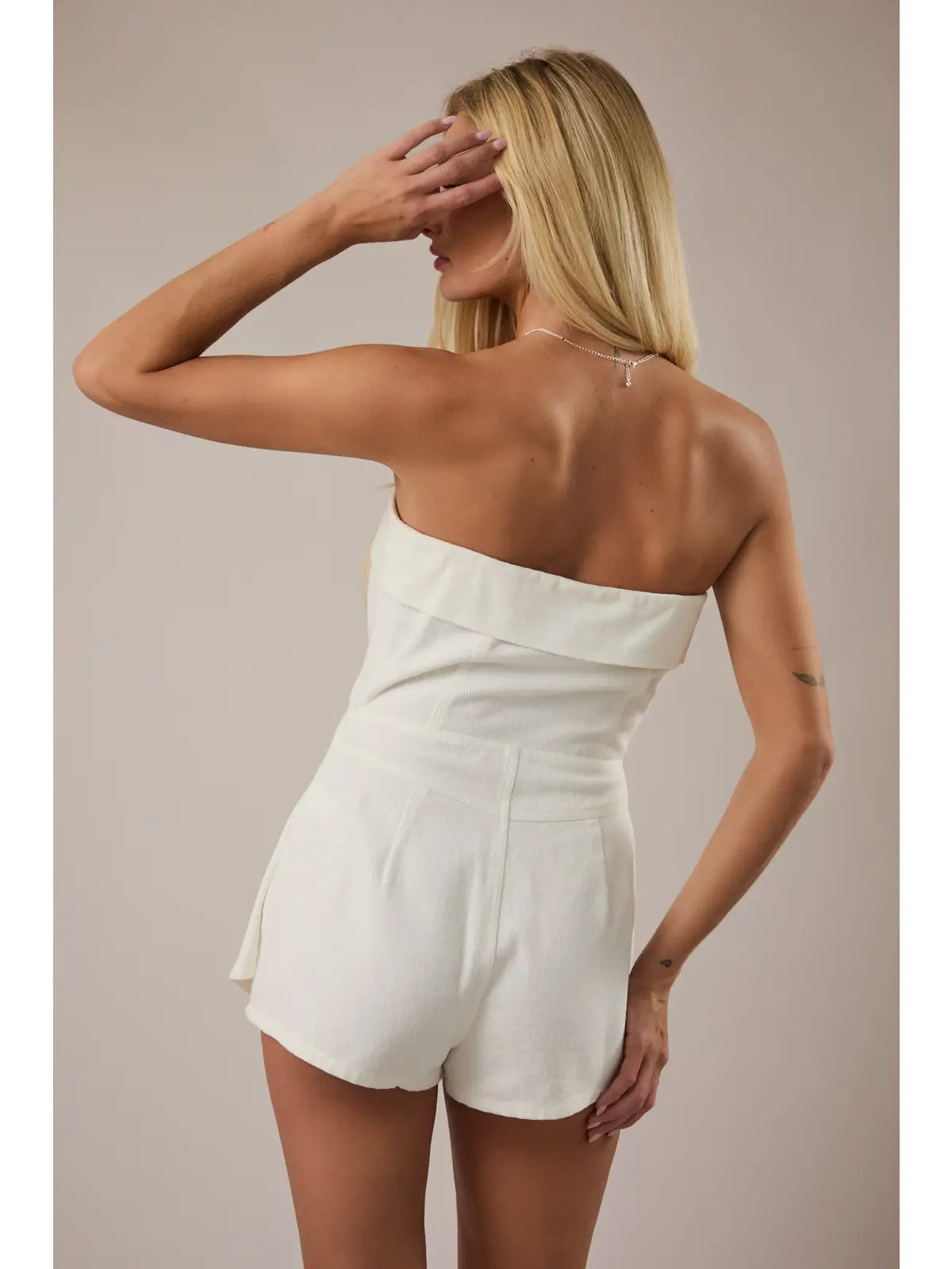 Strapless White Romper