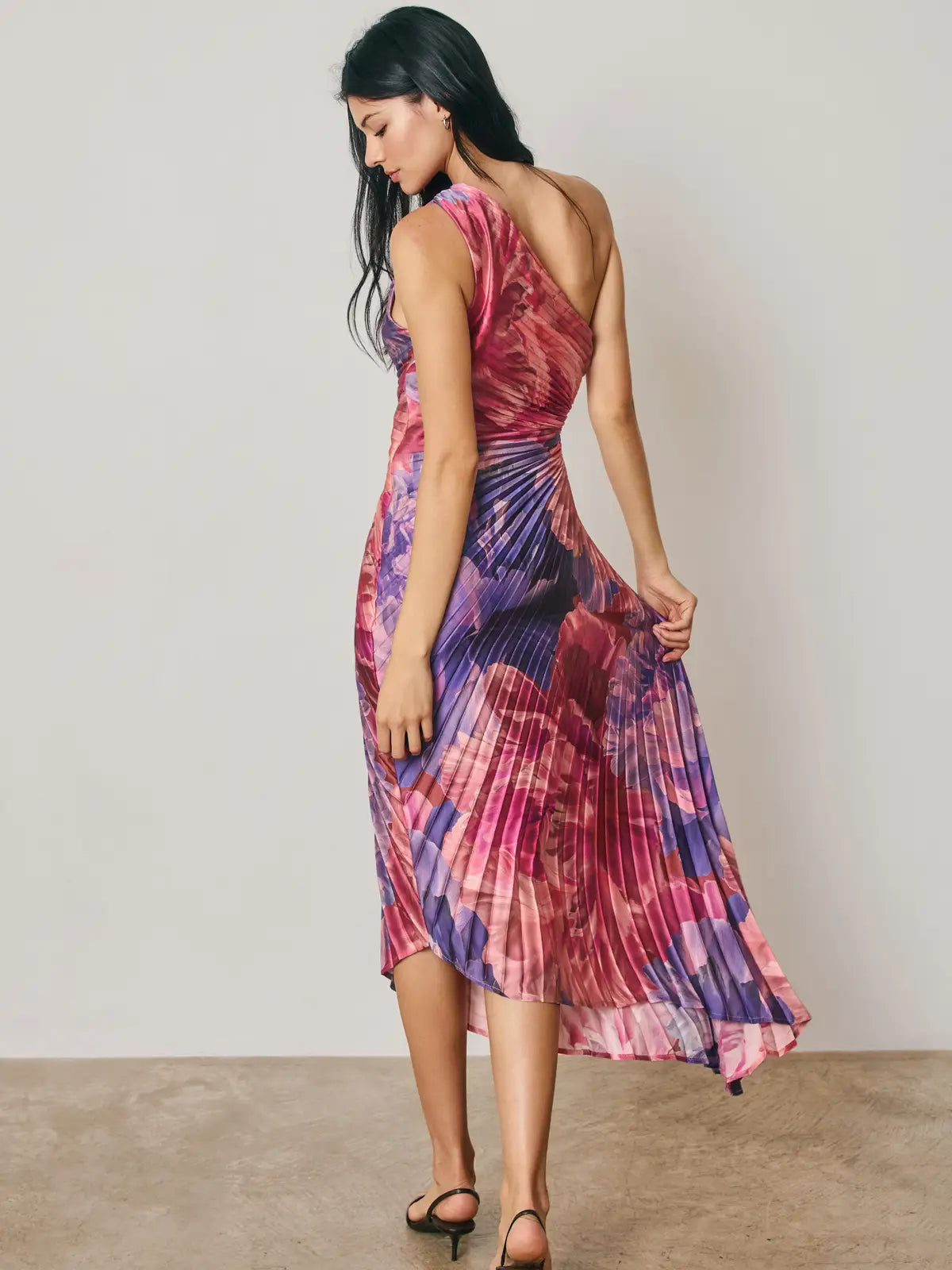 Rose One Shoulder Asymmetrical Dress