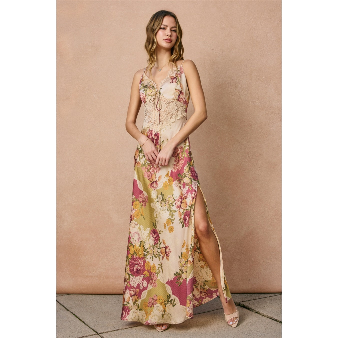 Meadow Romance Lace Detail Maxi Dress
