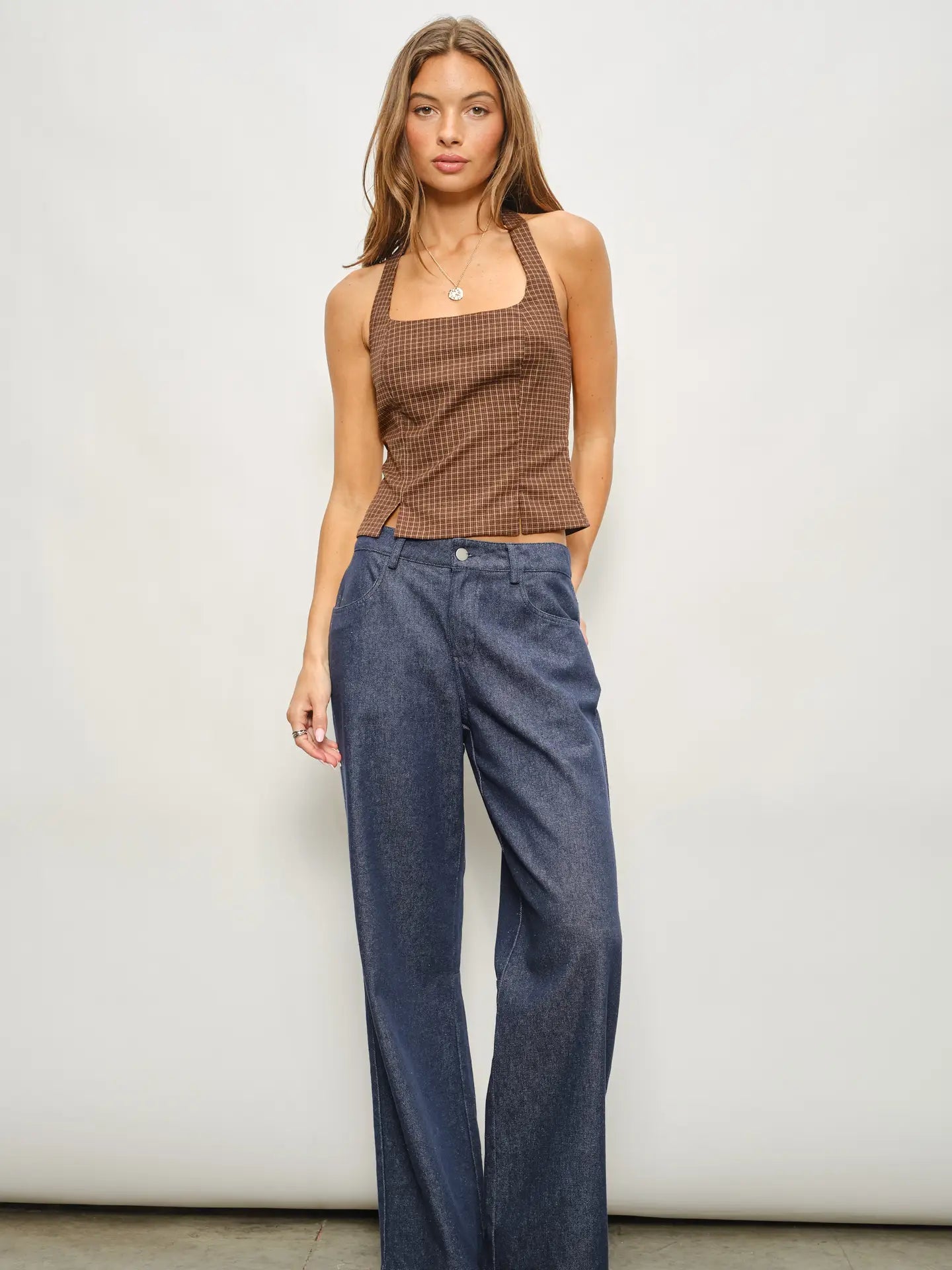 Felice Halter Glen check Top
