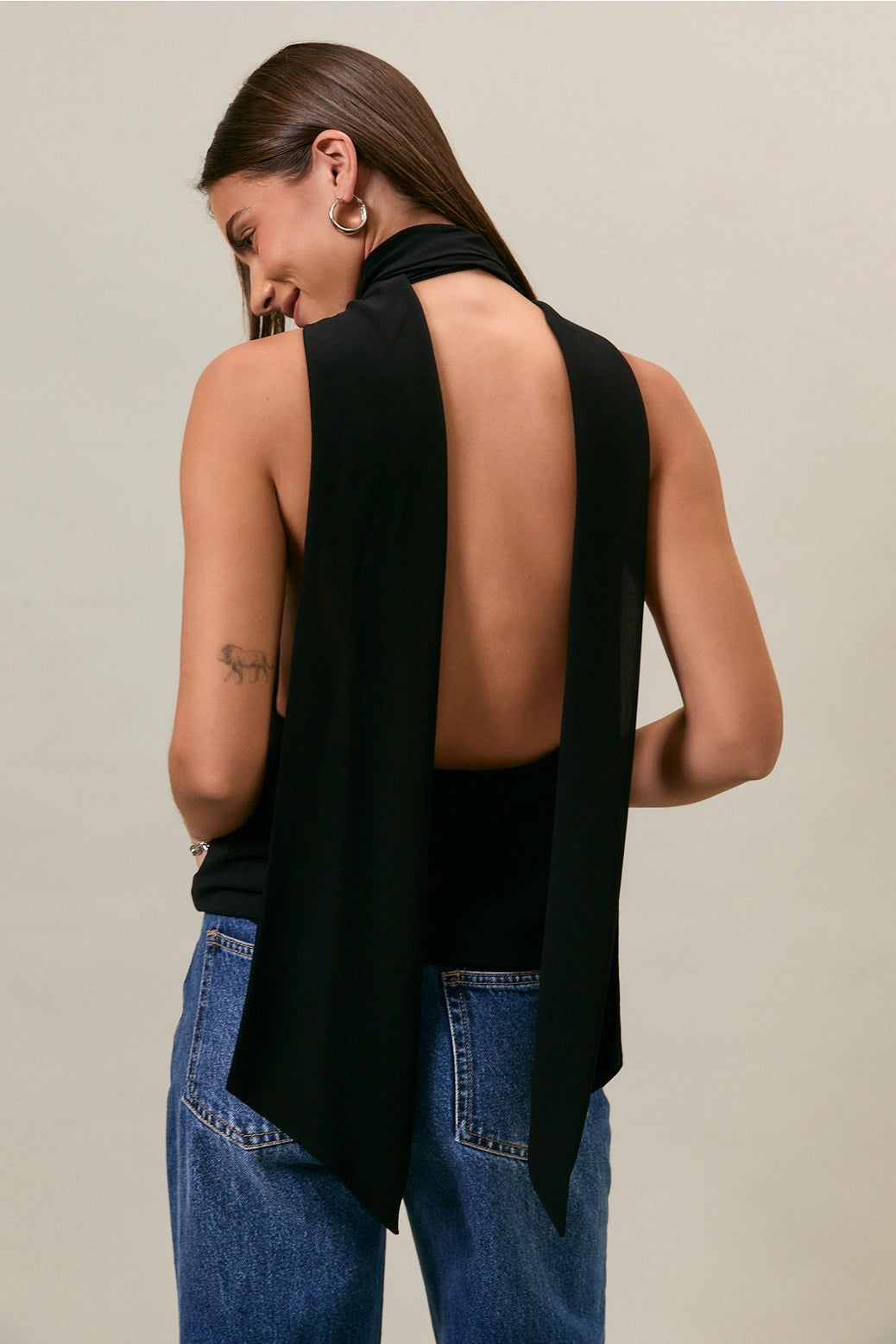Cowl Neck Top with Attached Scarf