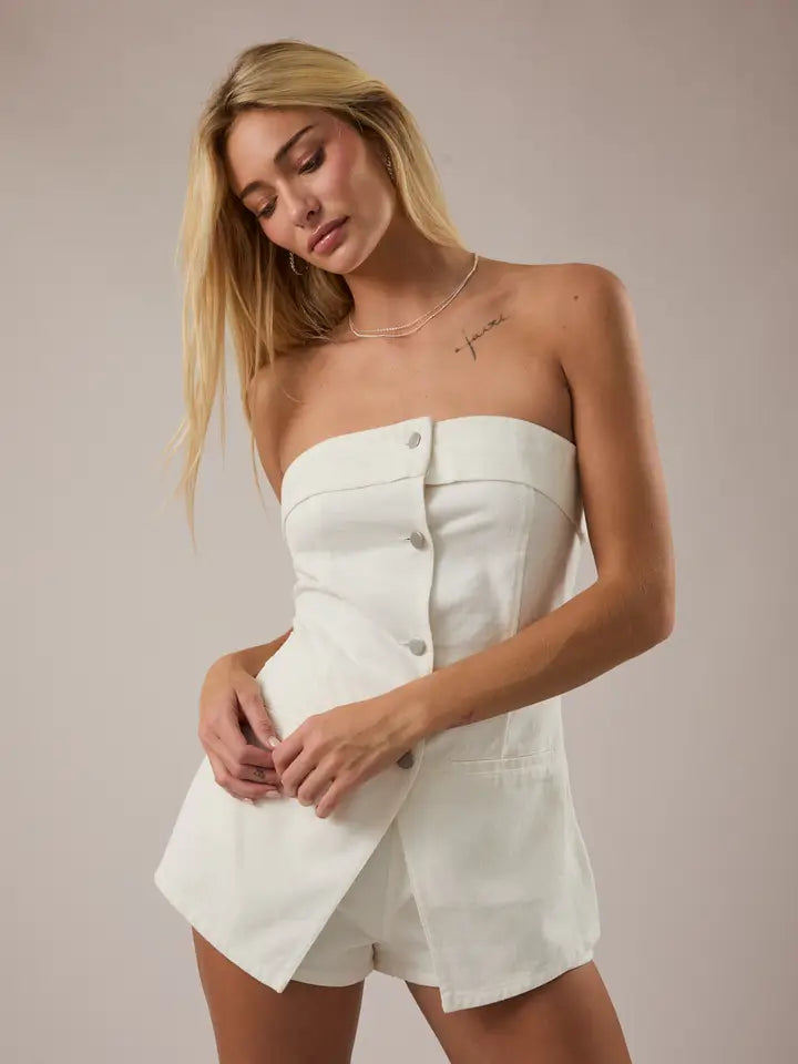Strapless White Romper