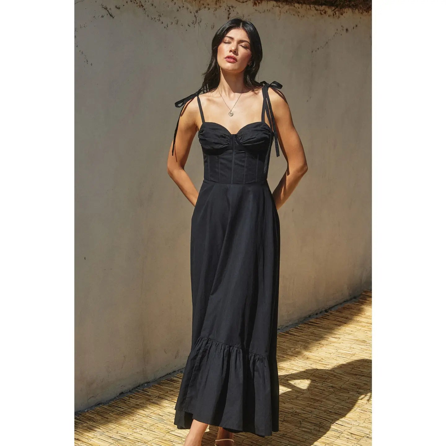 woman wearing Poplin Cotton Maxi women’s boutique dress