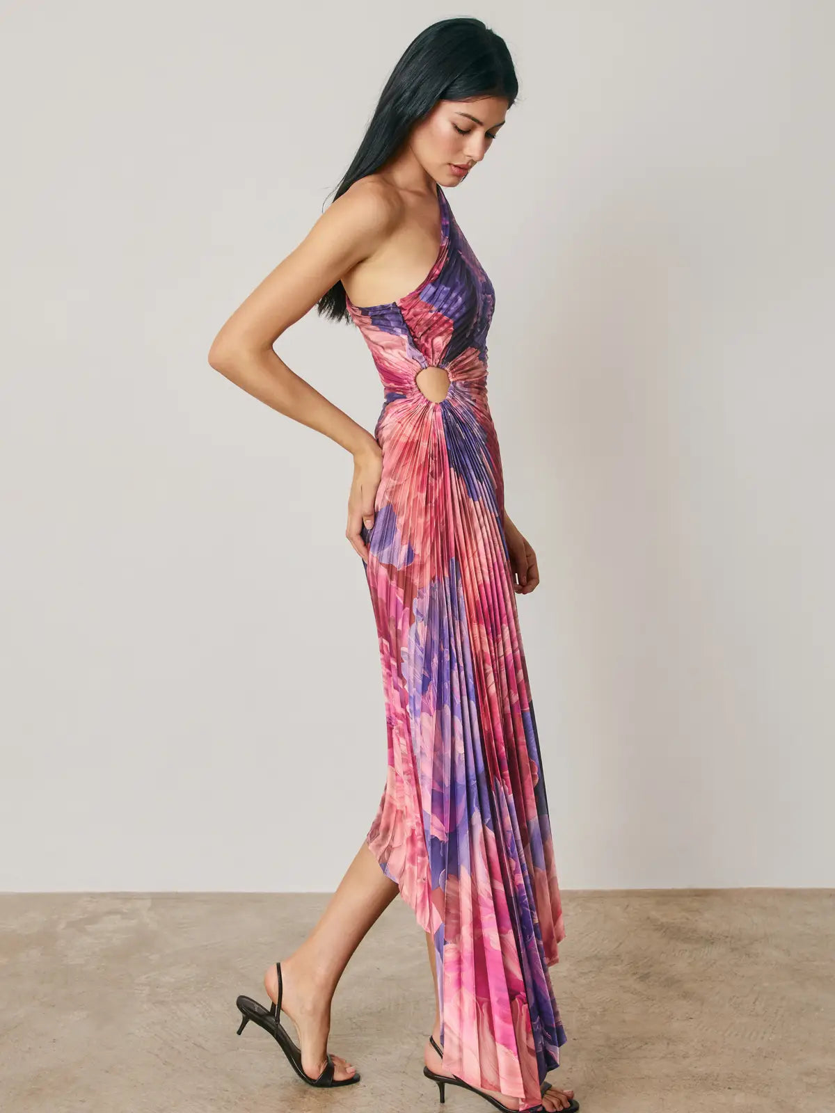 Rose One Shoulder Asymmetrical Dress