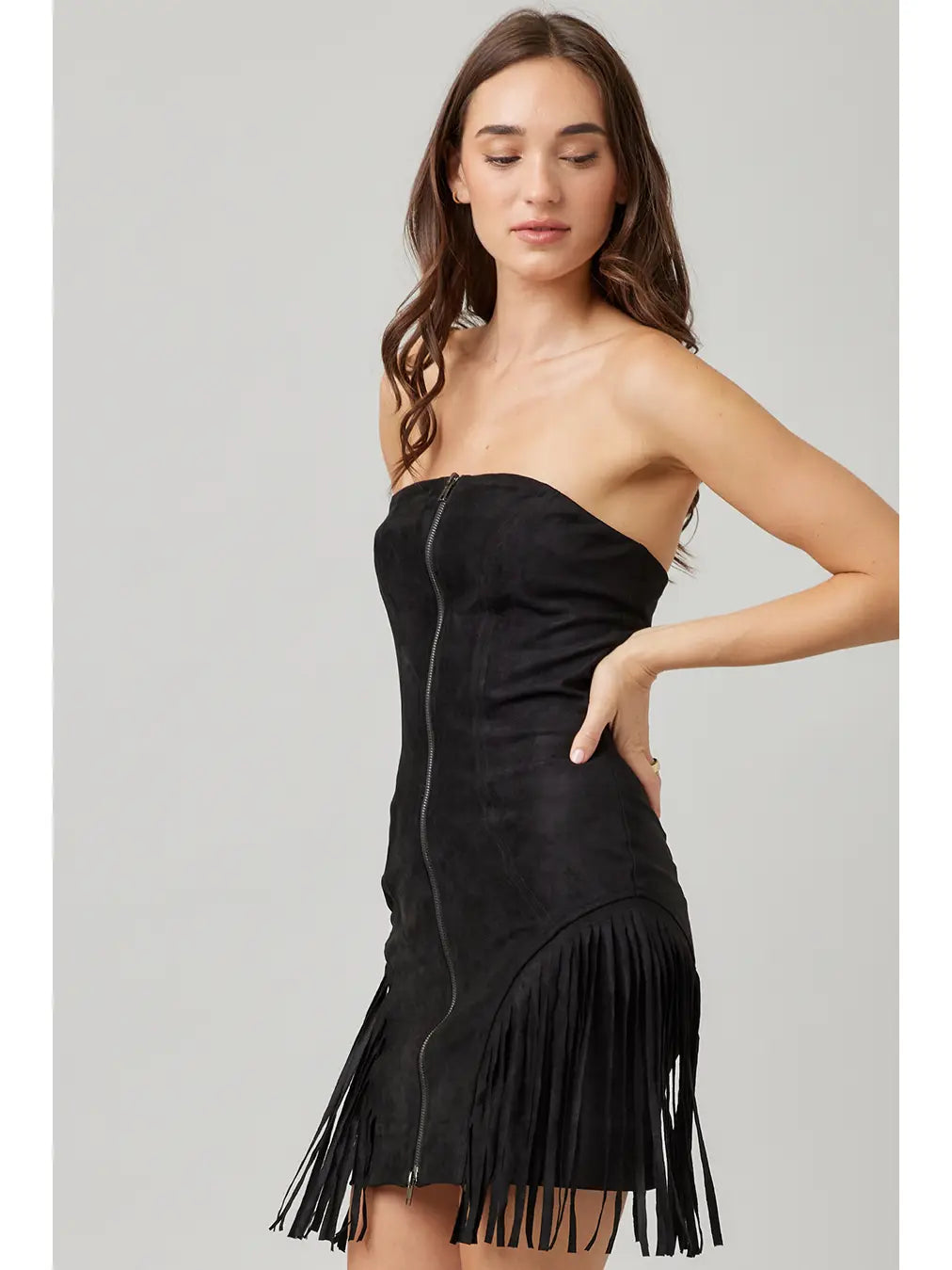 black fringe mini dress western festival outfit