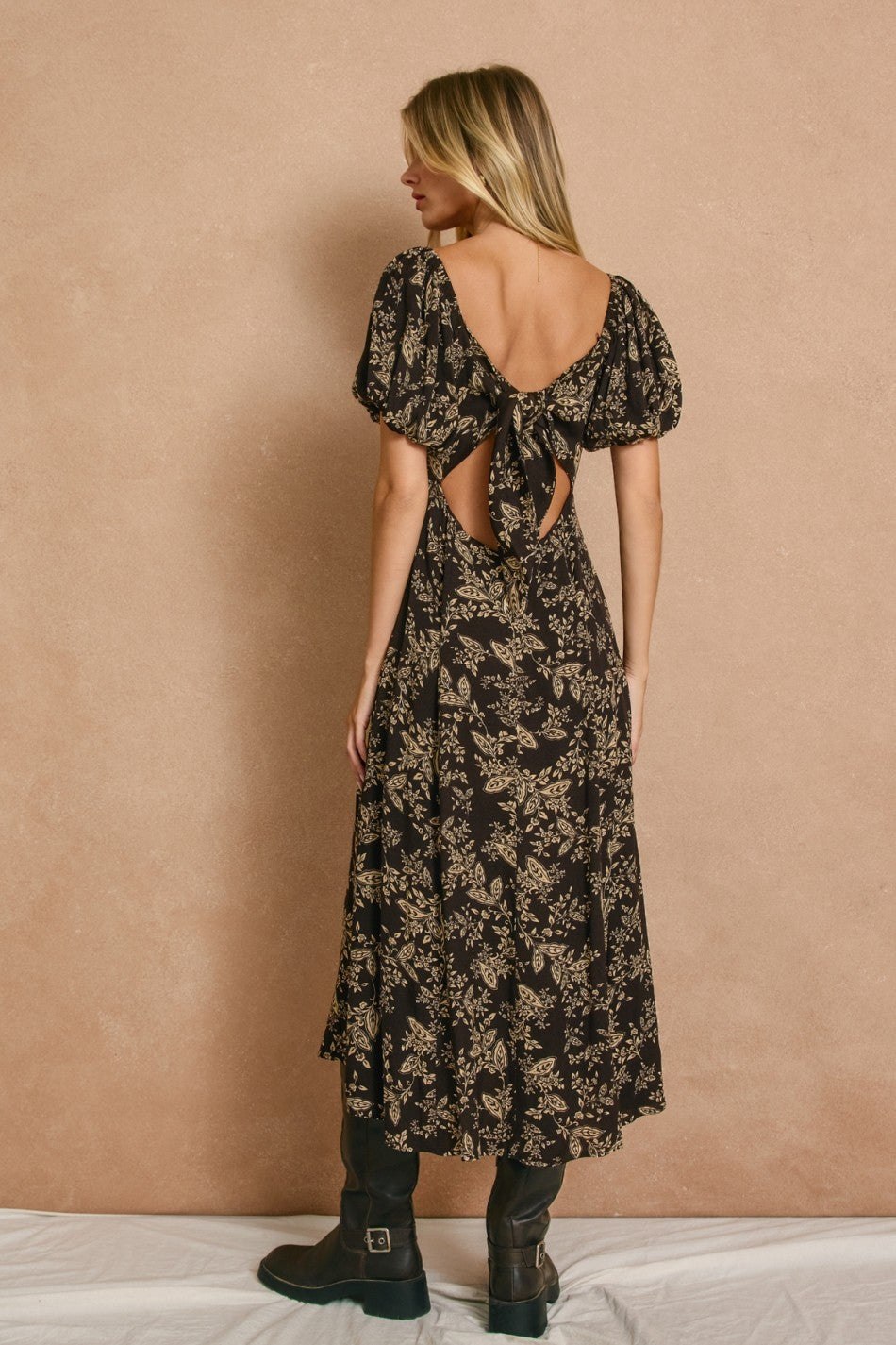 Brown Butter High Slit Midi Dress