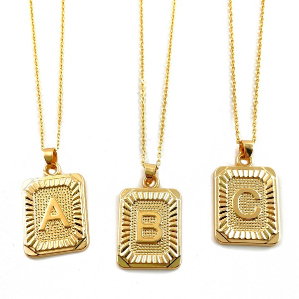 Gold Plate Initial Necklace