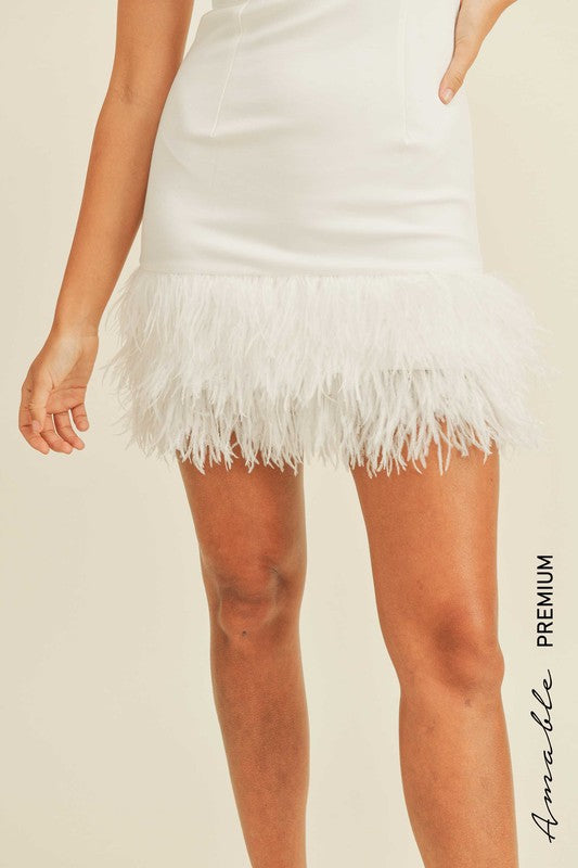 Ostrich Feather Mini Dress