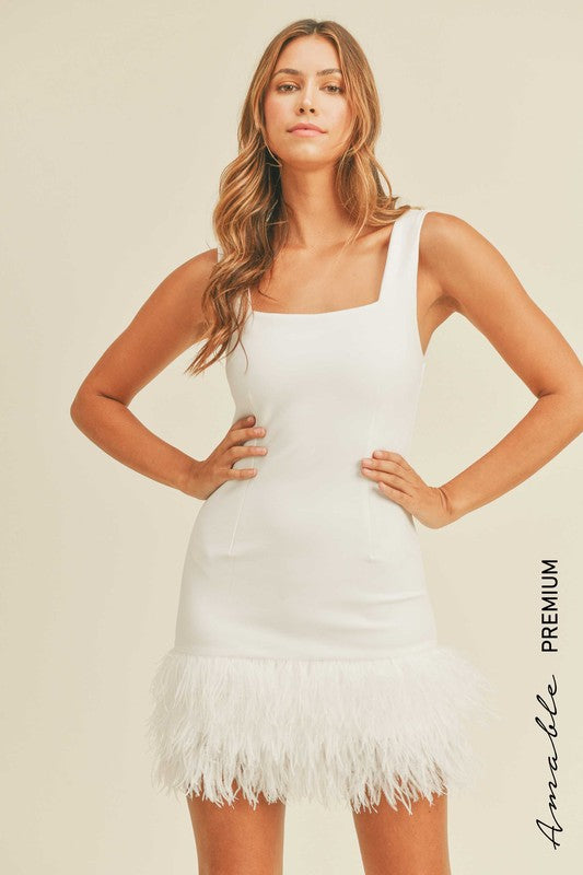 Ostrich Feather Mini Dress