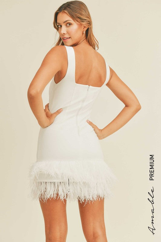 Ostrich Feather Mini Dress