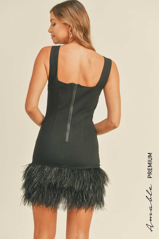 Ostrich Feather Mini Dress