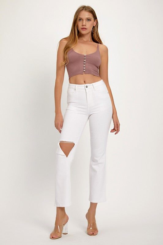 Layton High Rise Crop - White