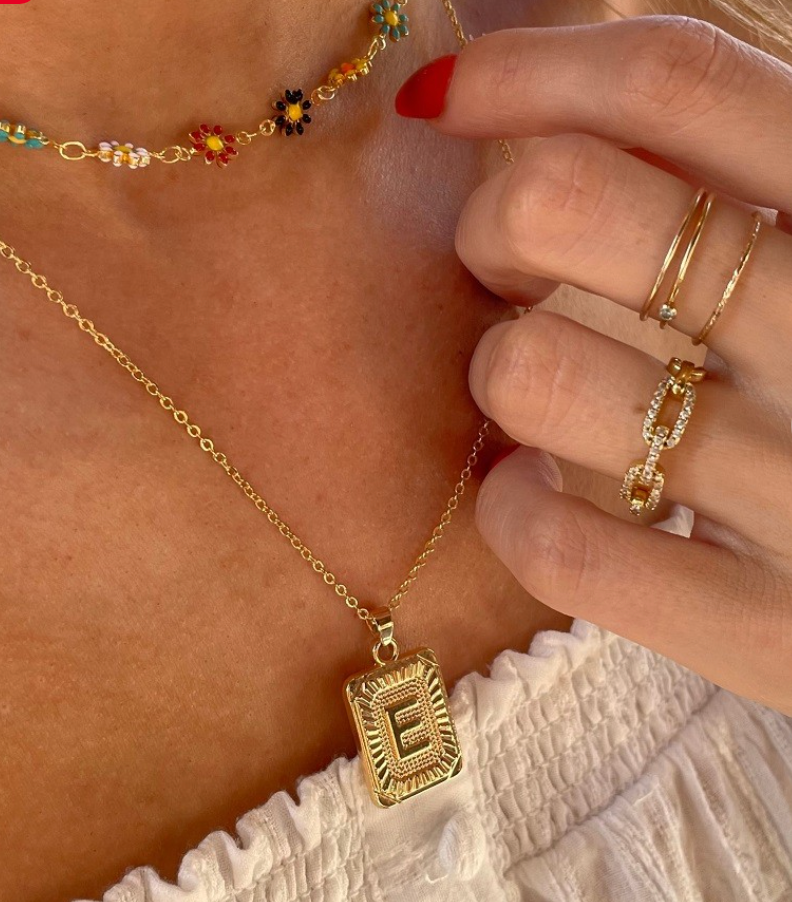 Gold Plate Initial Necklace