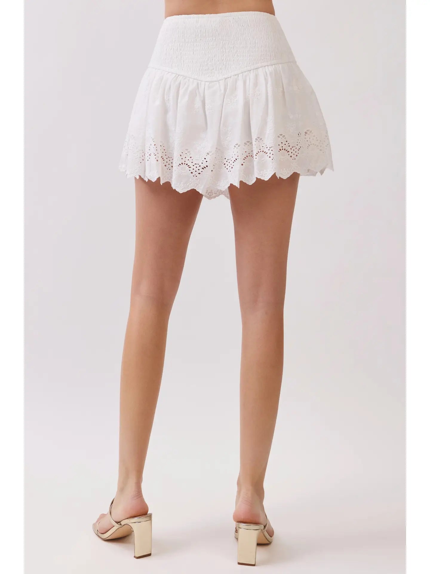 Floral Eyelet Embroidery Detail Mini Skirt