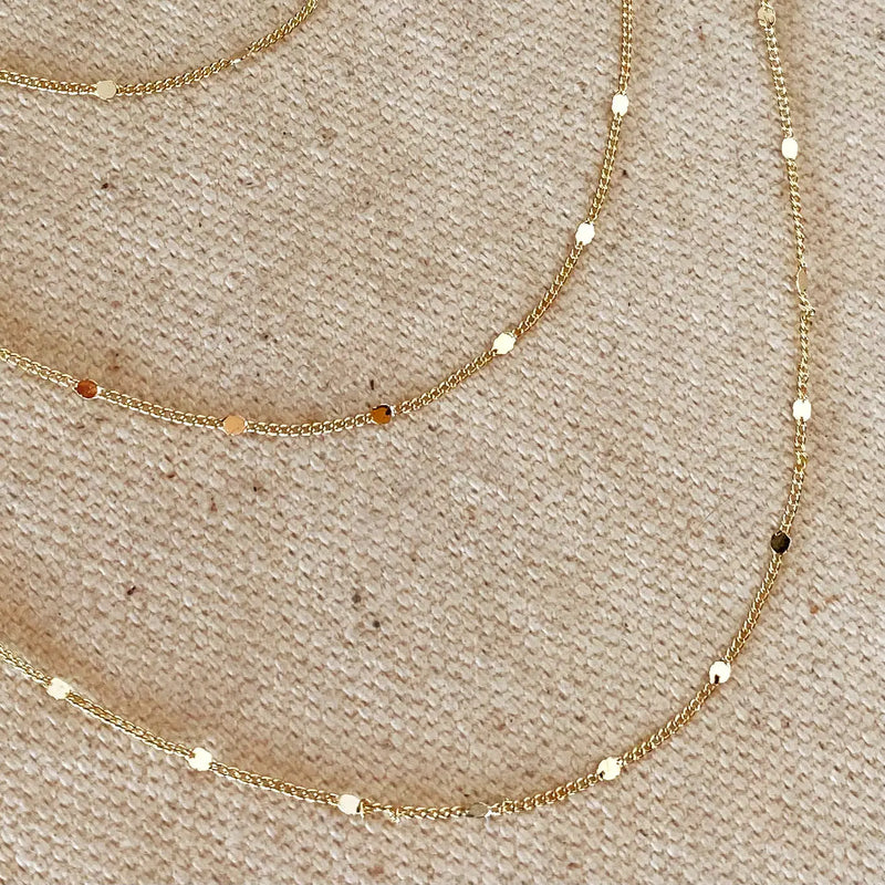 18k Gold Filled 1mm Curb Chain with Pressed Details