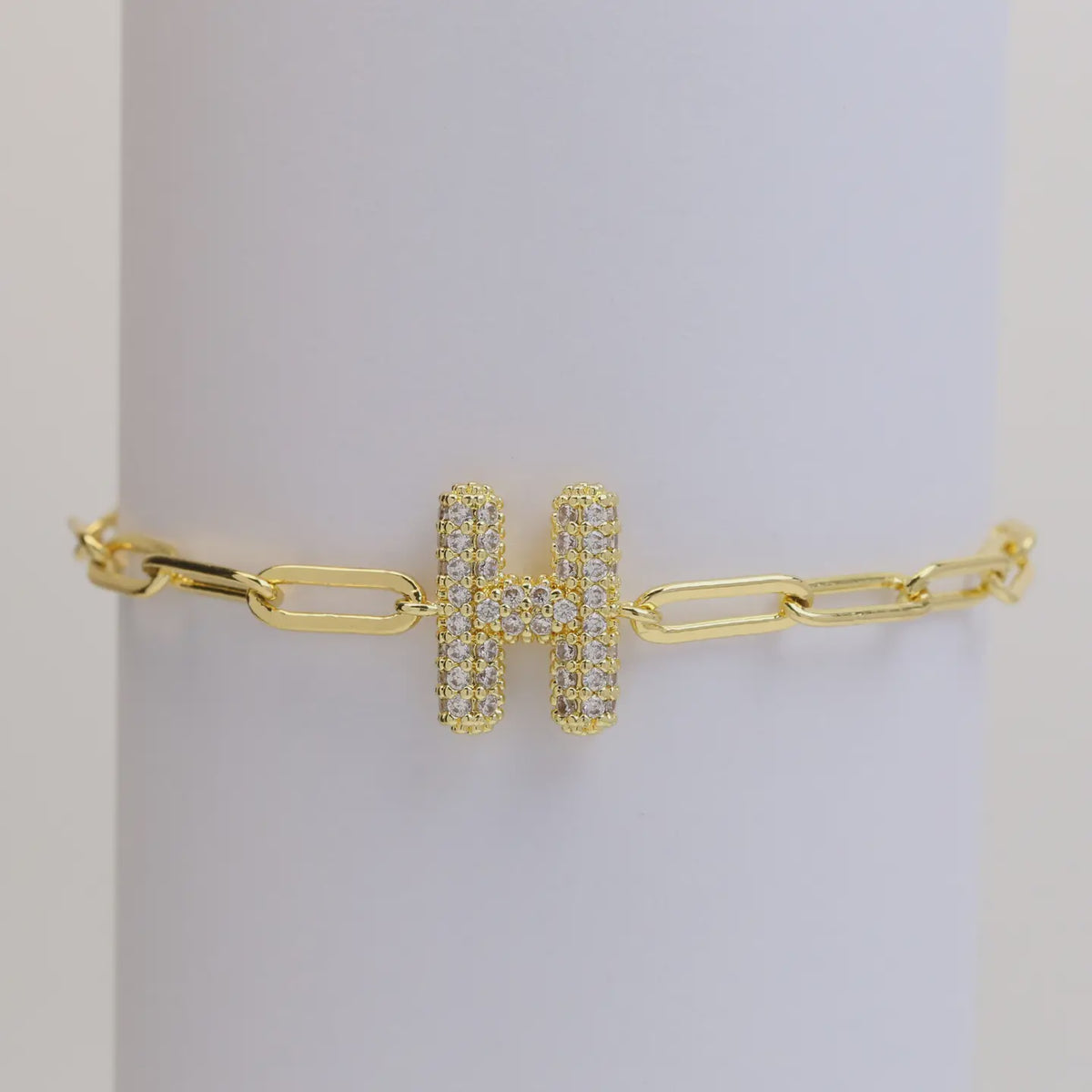CZ Initial Bubble Balloon Bracelet- H