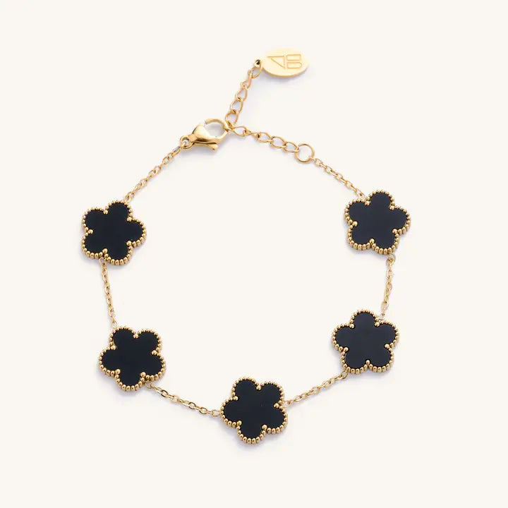 Black Flora Gold Bracelet