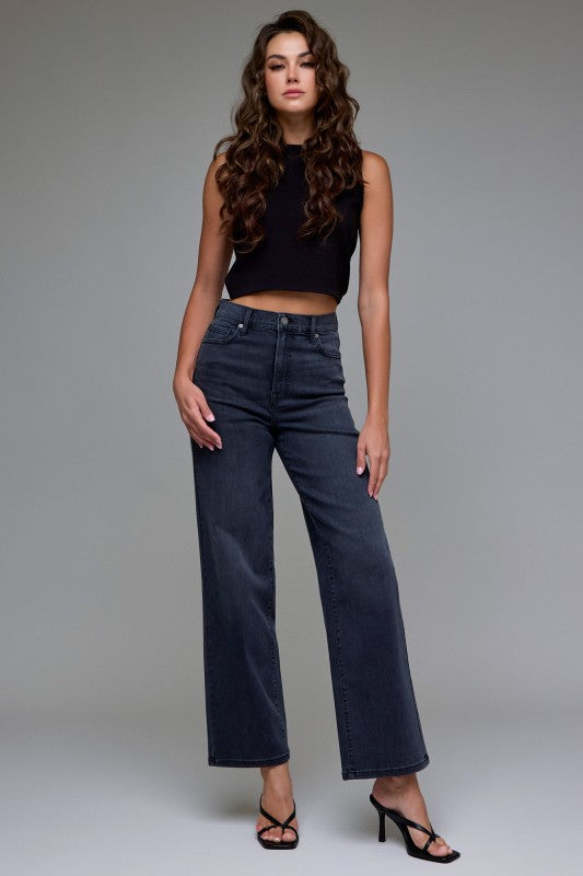 Black High Rise Dad Jean