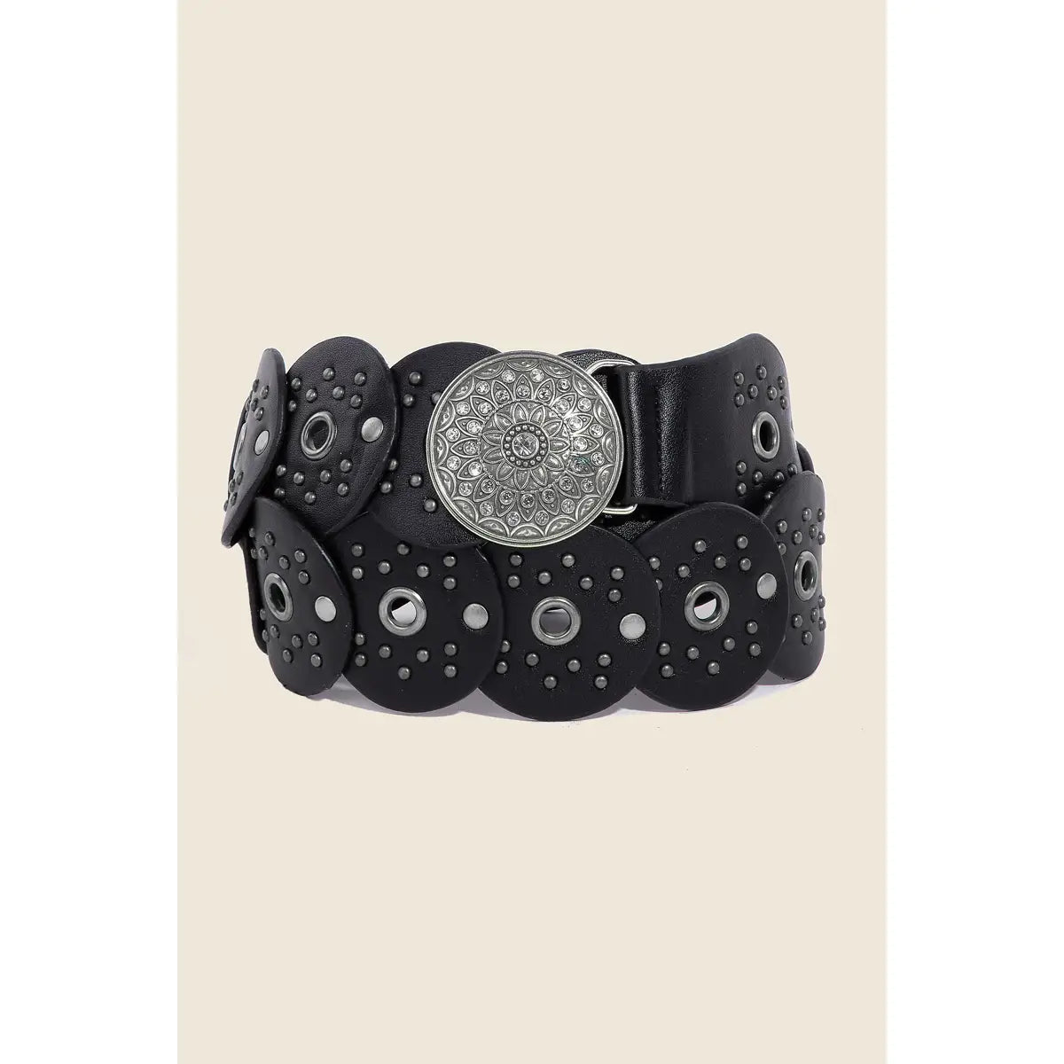 Oversized Western Studded Circle Disc Belt