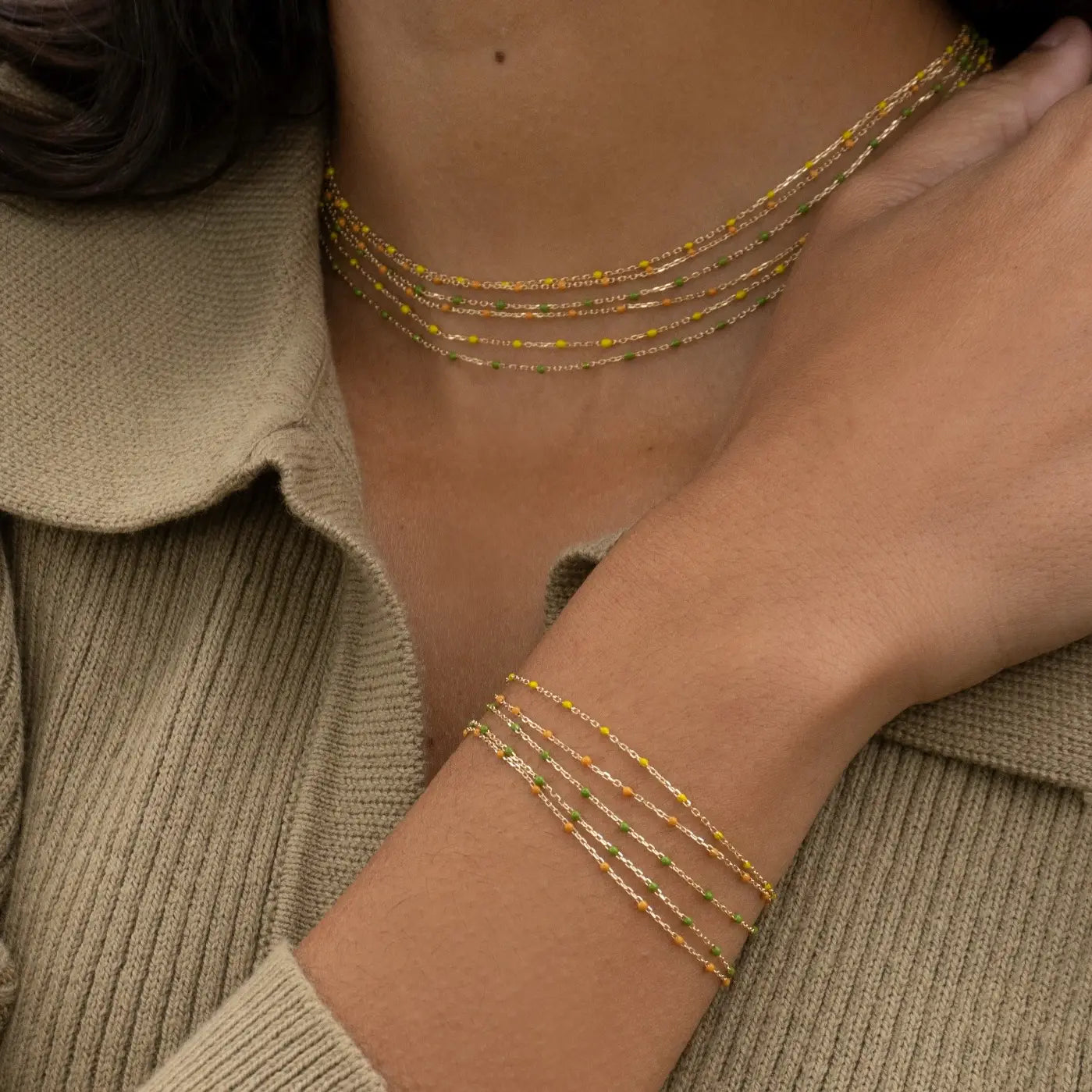 Enamel & Gold Necklace