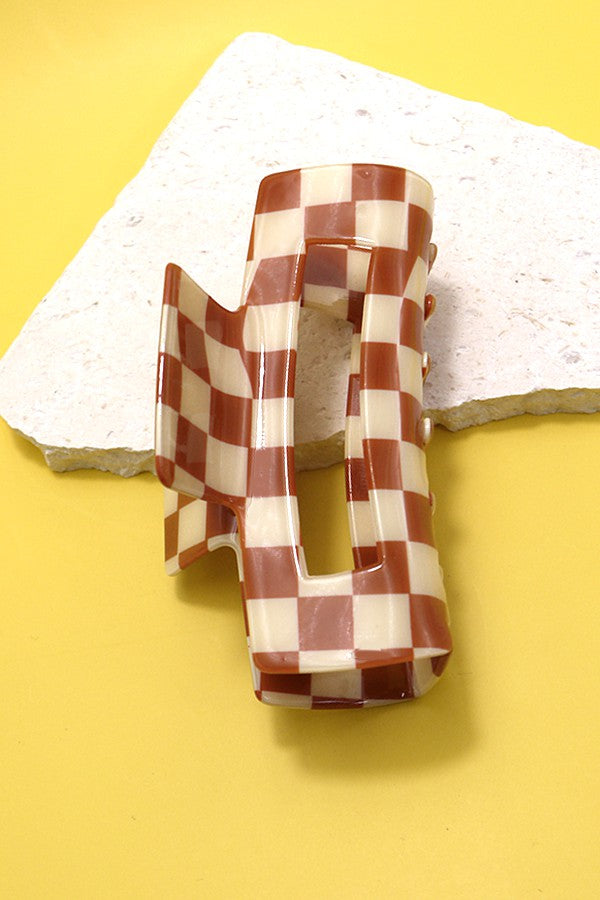 Checker Hair Claw Clips