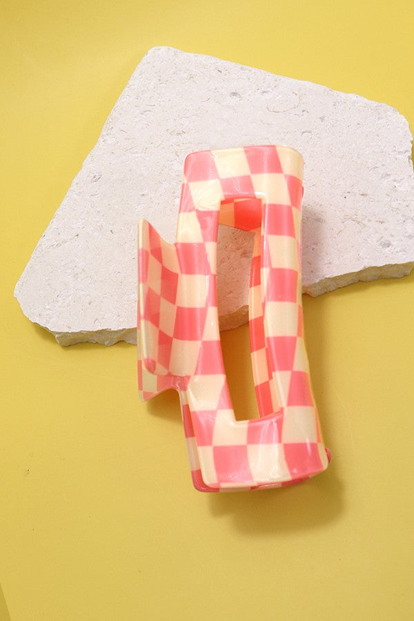 Checker Hair Claw Clips