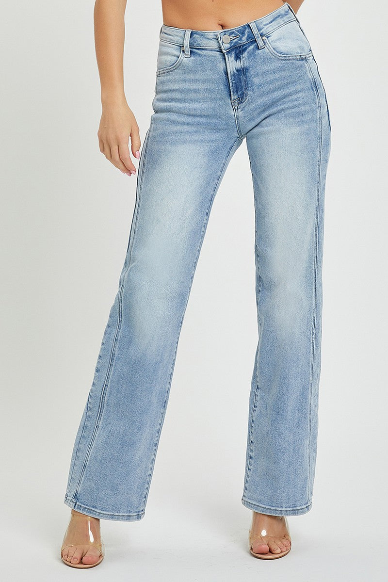 Risen Mid Rise-Straight jeans