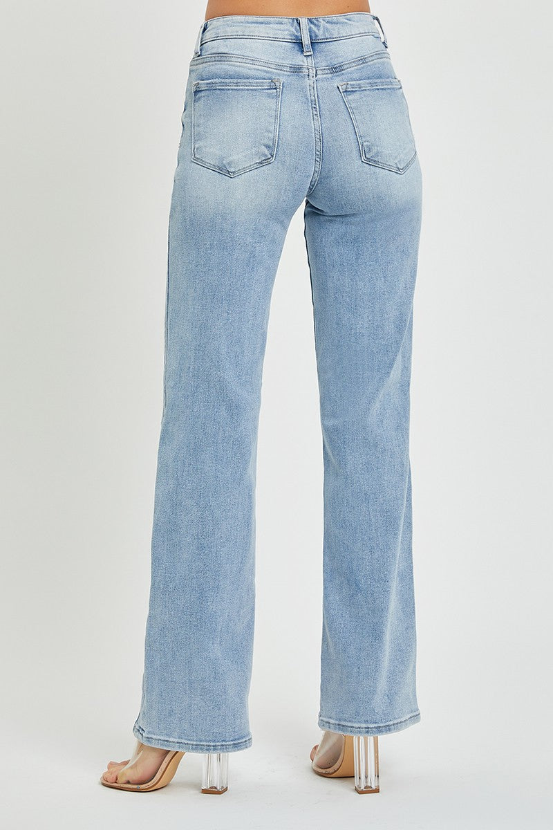 Risen Mid Rise-Straight jeans