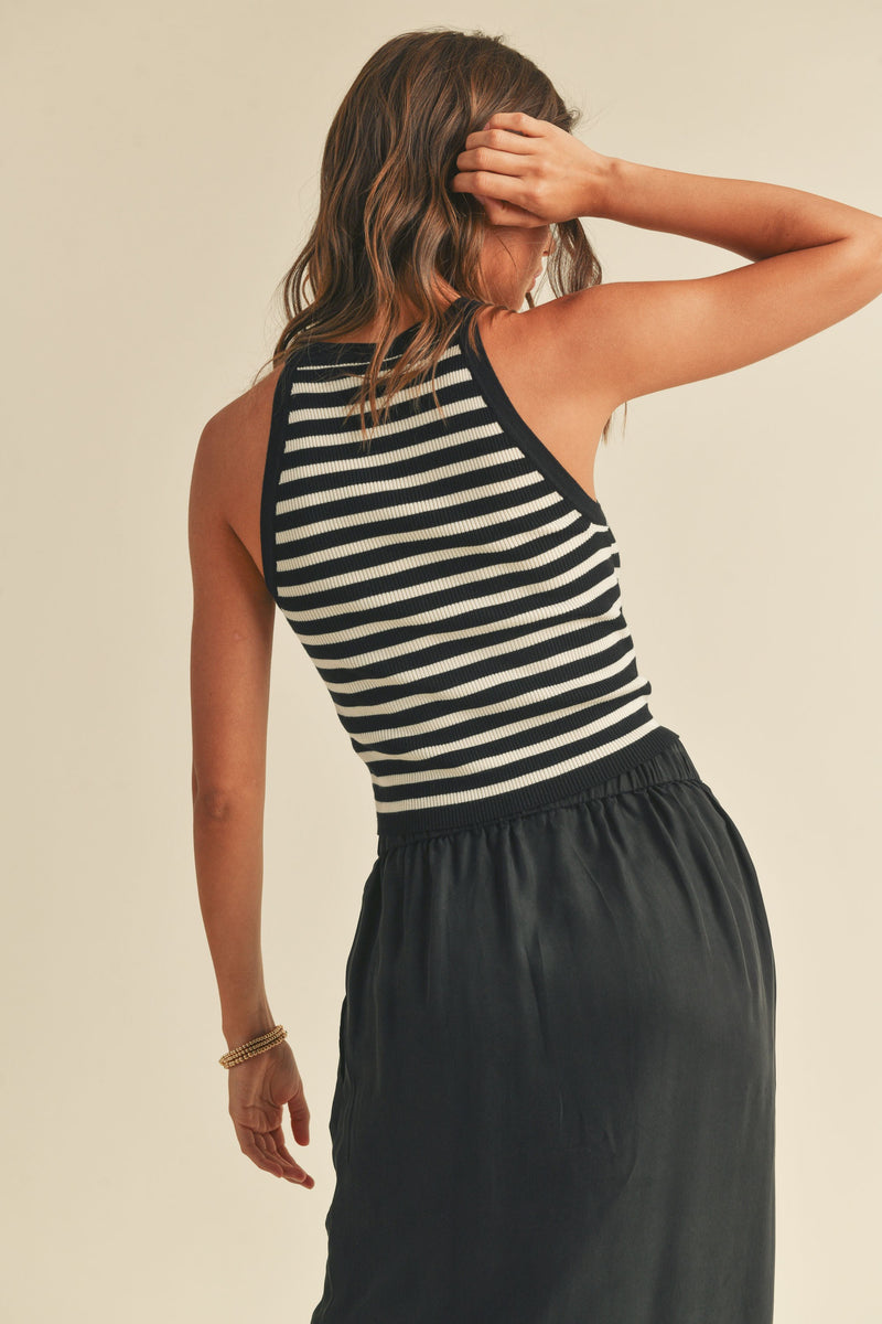 Isabel Knitted Striped High Neck Top