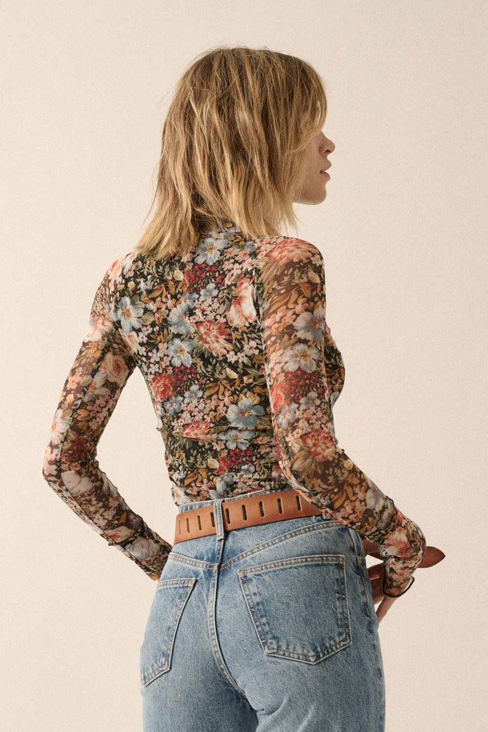 Flower Field Mesh Top