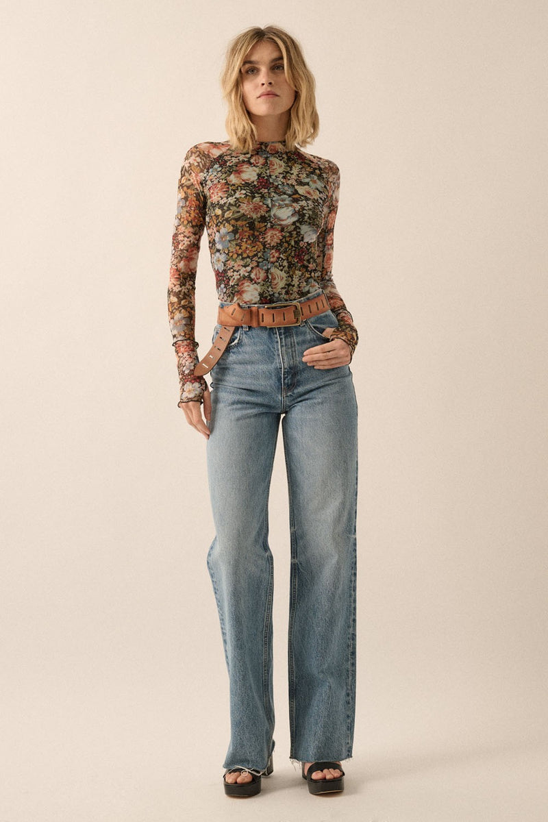 Flower Field Mesh Top