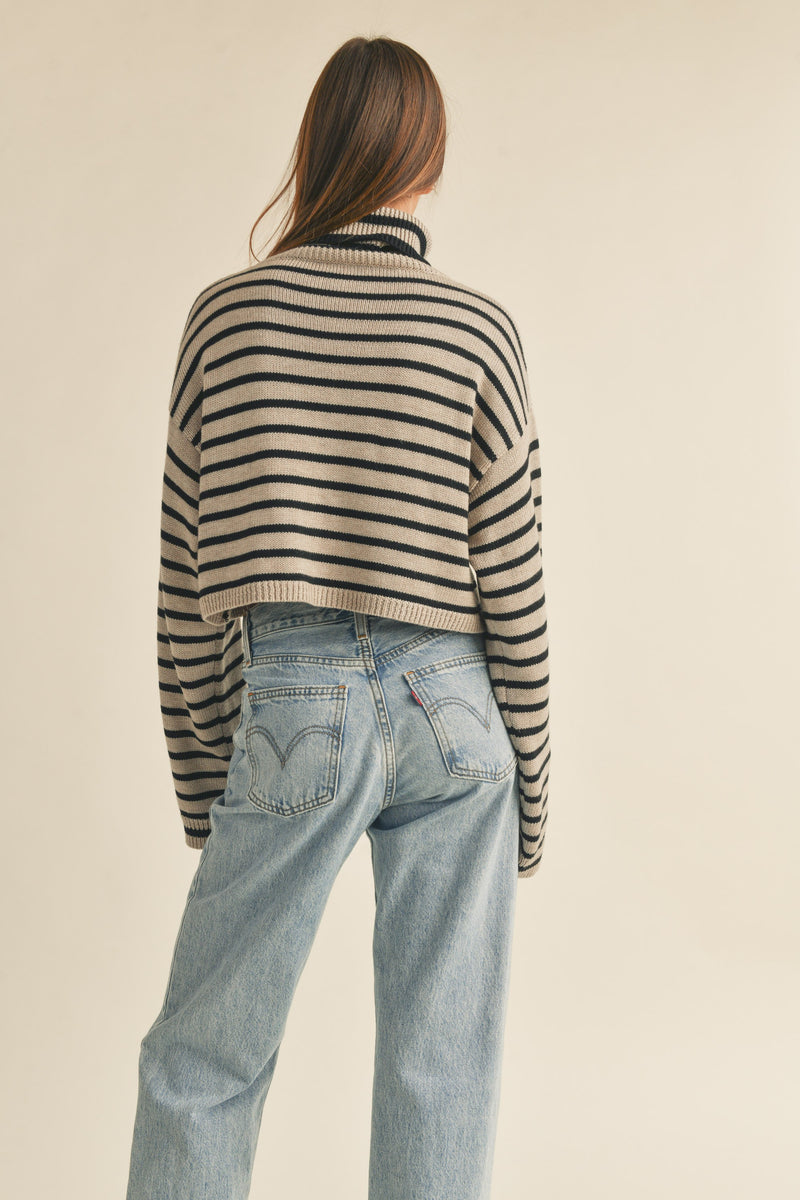 Sarah Striped Turtleneck Crop Sweater