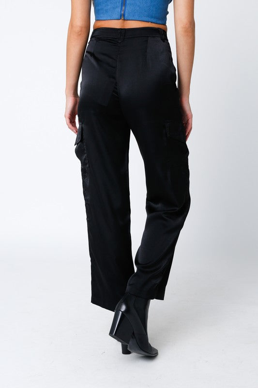 Satin Cargo Pants